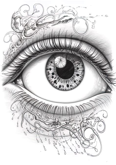 Un Dibujo De Un Ojo Con Un Dibujo De Un Ojo Humano Imagen Premium
