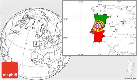 Flag Location Map of Portugal, blank outside