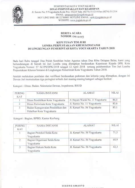 Pdf Arsipdanperpustakaan Jogjakota Go Id Berita Acara Nomor