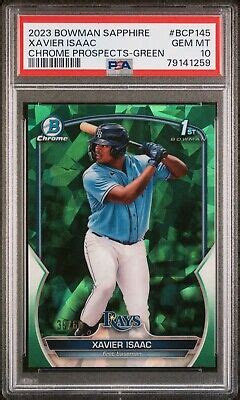 Xavier Isaac 2023 Bowman Chrome 1st Sapphire Green Card 39 60 BCP 145