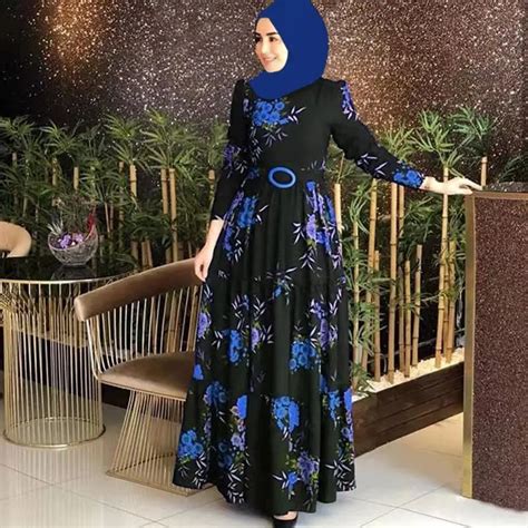 Abaya Floral Dubai Turqu A Vintage Print Robe Eid Musulm N Mujer Hijab