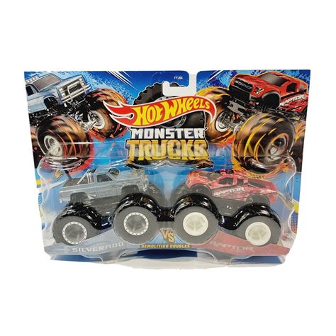 Hot Wheels Monster Trucks Silverado VS Ford Raptor Demolition Doubles Walmart