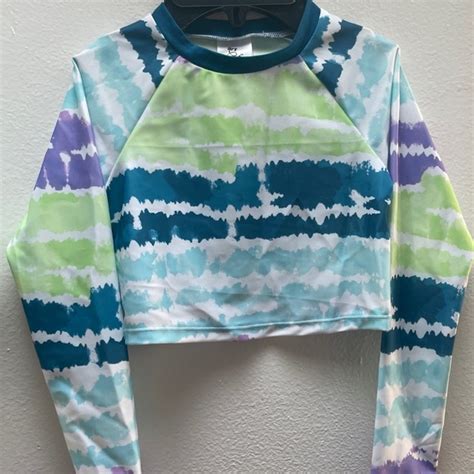 Art Class Swim Art Class Pc Tiedye Crop Long Sleeve Rashguard Bikini Set Girls Size S X