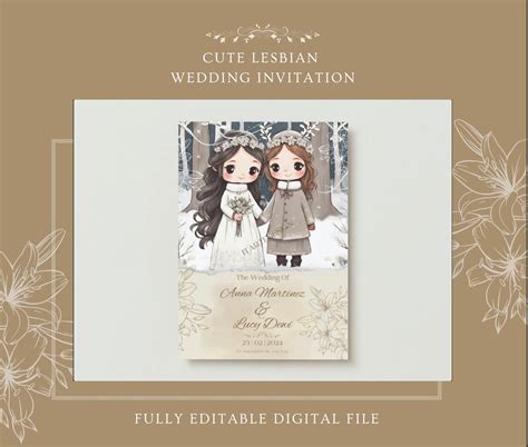 Lesbian Wedding Invitations Template Cute Ideas Same Sex Women Lesbian Wedding Card Women