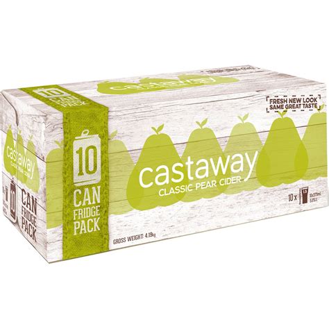 Castaway Pear Cider Cans 10x375ml Pack Woolworths