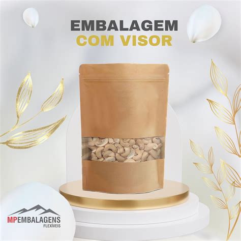 KRAFT Saco Stand Up Pouch Janela e Zíper MP Embalagens Flexiveis