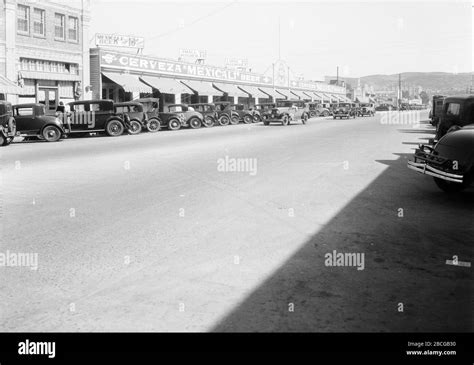 Parked Cars Line Main Street Avenida Revolución Near Cantina La