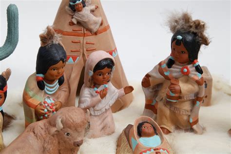 Native American Clay Nativity Set Ebth