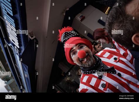Patra Greece 17th Mar 2024 A Carnival Goer Is Participating As A