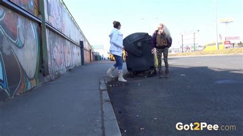 Two Girlfriends Piss In Public Next To Bus Stop Porn Pictures XXX Photos Sex Images