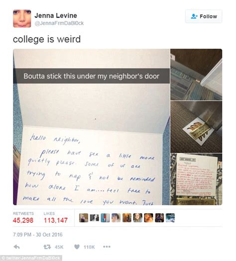 Student Complains About Neighbour S VERY Noisy Sex Life And Gets Apology Note Daily Mail Online