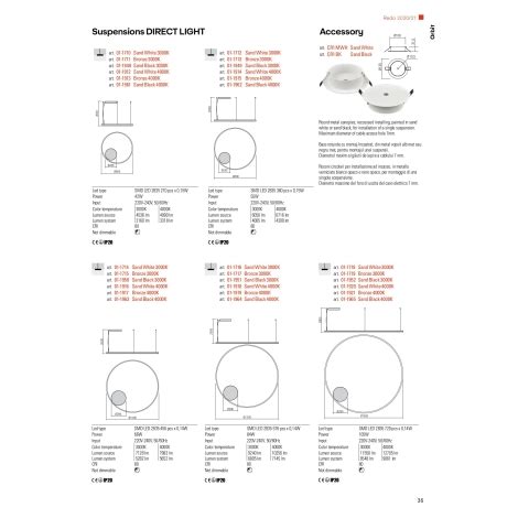 Redo 01 1712 Lampadario LED A Sospensione Con Filo ORBIT LED 55W 230V