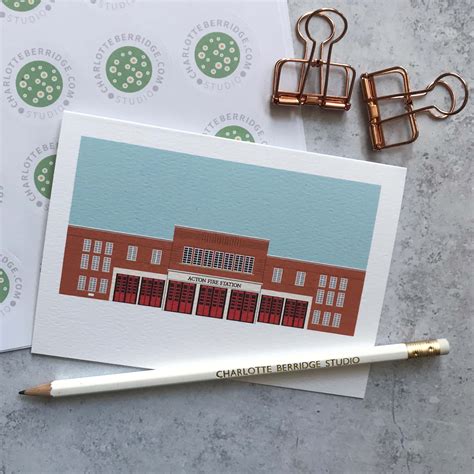 Acton Fire Station illustrated card