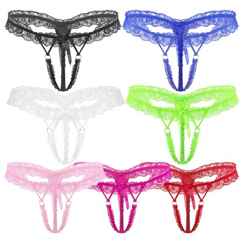 MEN SEXY LACE Sissy Thong Crotchless G String T Back Panties Lingerie Underwear EUR 10 20