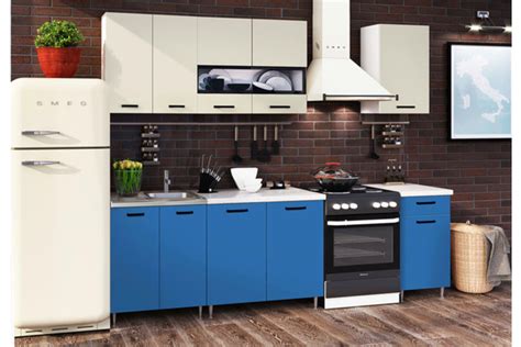 Кухня Рио-2 1,8м бежевый / синий, МиФ купить по выгодной цене в ...