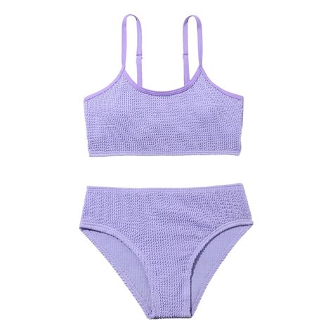 Coerni Girl S Piece Bathing Suit Solid Sport High Waist Bikini Set
