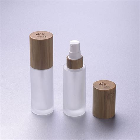 Ml Frosted Glass Bottle With Bamboo Pump Eco Friendly Cosmetic