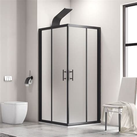 Flora Karag Modern Black Square Shower Enclosure Sandblasted Mm