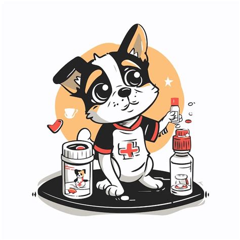 Premium Vector Vector Illustration Of A Cute Dog With A Medicine