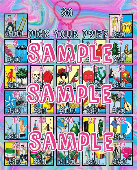 Pick Your Prize Loteria Board Etsy