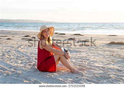Happy Attractive Mature Woman Red Dress Stock Photo Shutterstock