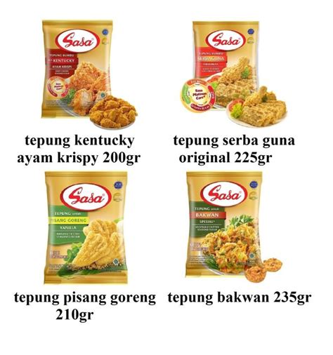 Tepung Sasa Serbaguna 210gr Kentucky 200gr Bakwan 235gr Pisang Goreng 210gr Hot Spicy 210 Gr