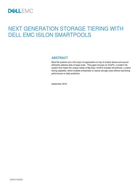 Next Generation Storage Tiering With Dell Emc Isilon Smartpools Pdf