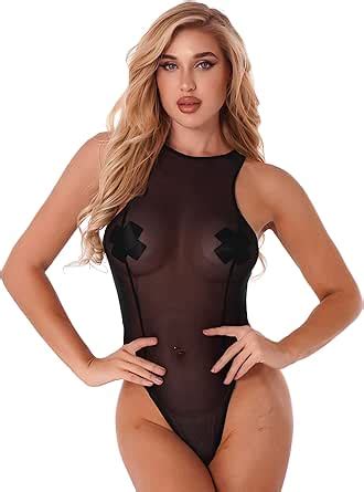 Amazon Acsuss Women S Fishnet Sheer Lingerie Swimsuit High Cut