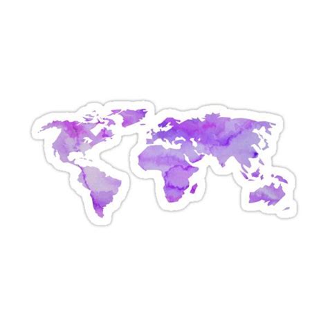 Purple Watercolor World Map Sticker