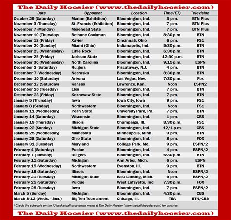 IU Basketball 2022-23 Schedule Page and Printable Version – The Daily ...