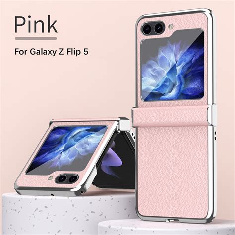 samsung galaxy  flip  colorful electroplated plain leather case