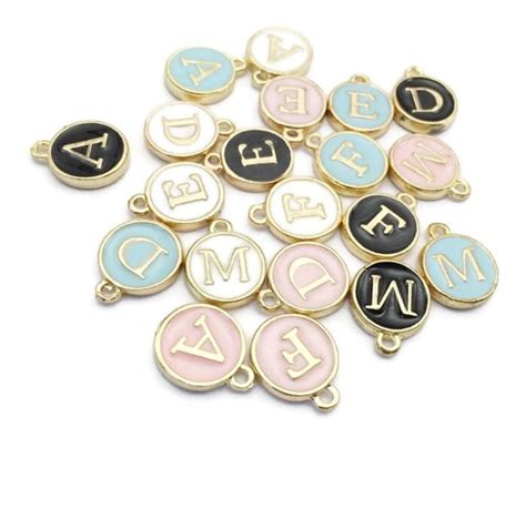 Letter Charms Alphabet Charms Initial Charms Blue Round Etsy
