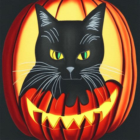 Halloween Black Cat Doodle In Pumpkin · Creative Fabrica