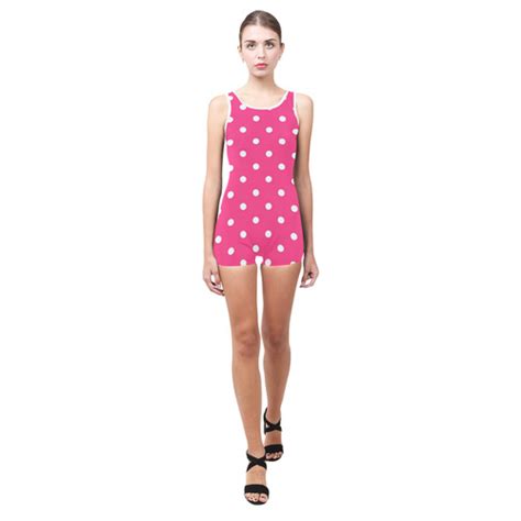 Hot Pink White Dots Classic One Piece Swimwear Model S03 ID D2337735