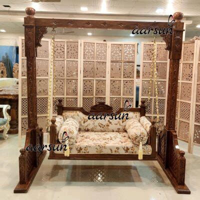 Handcrafted Walnut Finish Swing Indoor Jhula Yt