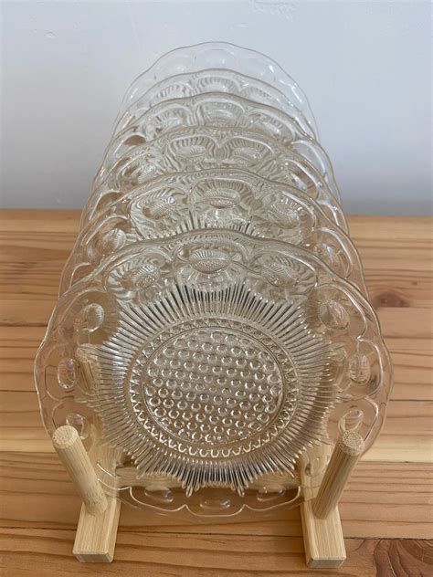 Vintage Pressed Glass Plates Etsy