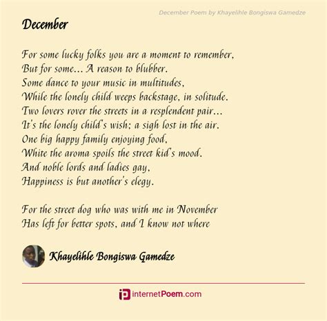 December Poem By Khayelihle Bongiswa Gamedze