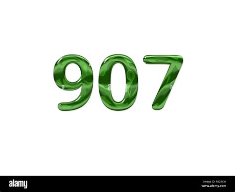 Green Number 907 isolated white background Stock Photo - Alamy