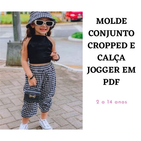 Molde de Conjunto Infantil Cropped e Calça Jogger em Pdf Atacadão