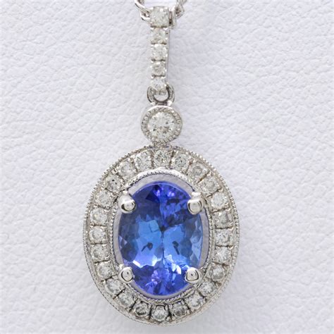 18ct White Gold Tanzanite And Diamond Pendant Allgem Jewellers