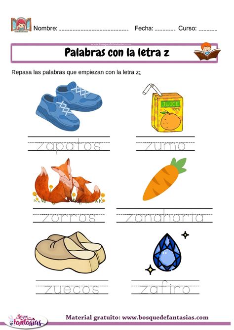 Palabras Con La Letra Z Actividades Y Ejemplos Para Niños