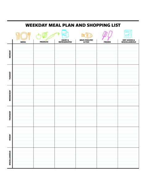 Weekly Dinner Meal Planner Templates At