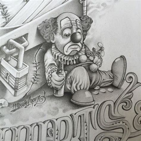 sad gangster clown drawing