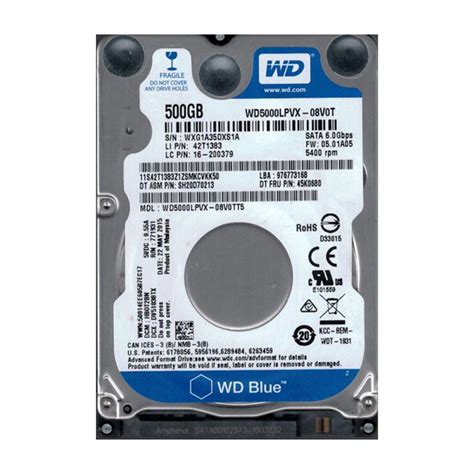 WD5000LPVX-08V0TT5 - Western Digital Blue 500GB 5400RPM SATA 6Gb/s 8MB ...