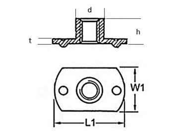 Fastenerdata Metric Coarse Tee Nut Slab Base Under Weld Pips