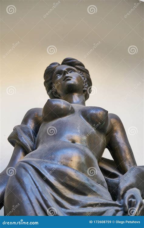 Bronze Sculpture Woman With Naked Bust Stock Image Image Of Person Human