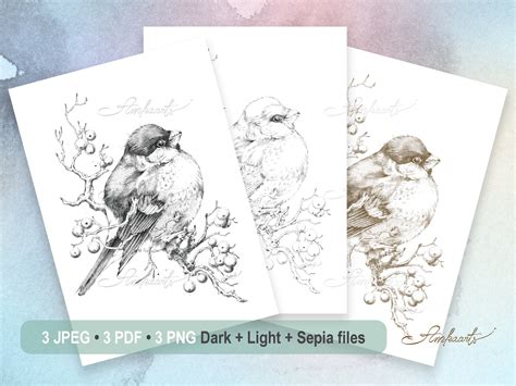 A Lovely Winter Bird Coloring For Adults Grayscale Coloring Printable