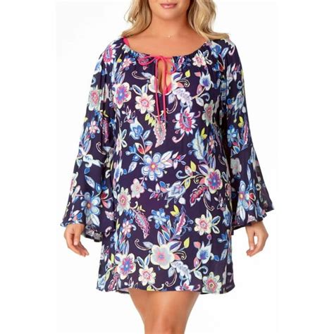 Anne Cole Anne Cole Plus Bell Sleeve Tunic Cover Up