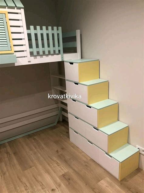 Кровать чердак домик с лестницей комодом на заказ в интернет-магазине ...