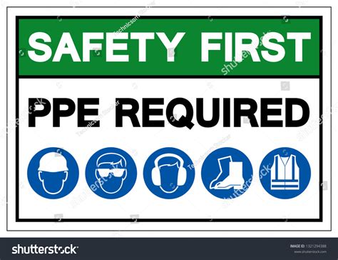 Safety First Ppe Required Symbol Sign Image Vectorielle De Stock Libre De Droits 1321294388